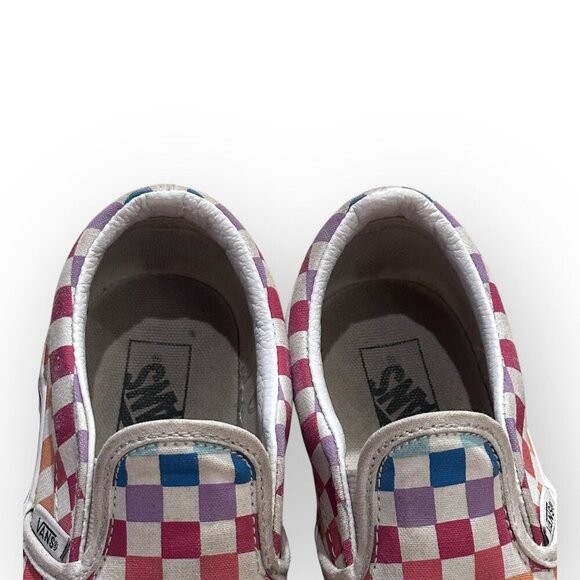 Vans Kids Rainbow Checkerboard Slip-On Canvas Casual Used Sneakers Size Kids 3 - Picture 8 of 16